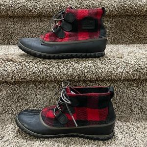 EUC Sorel Duck Boot in Red Buffalo Plaid